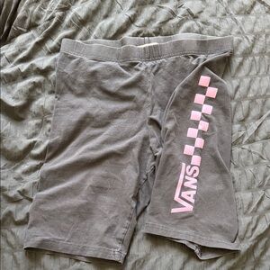 Vans Gray Shorts with Pink Checkered Logo